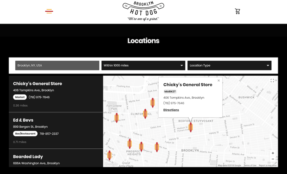 Unbounce store locator with category filter